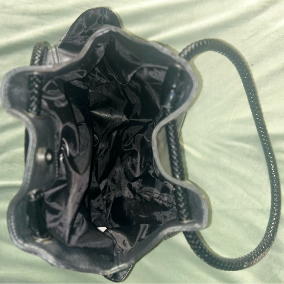 Black Satin Interior Handbag with Braided Handle - Picture 1 of 3